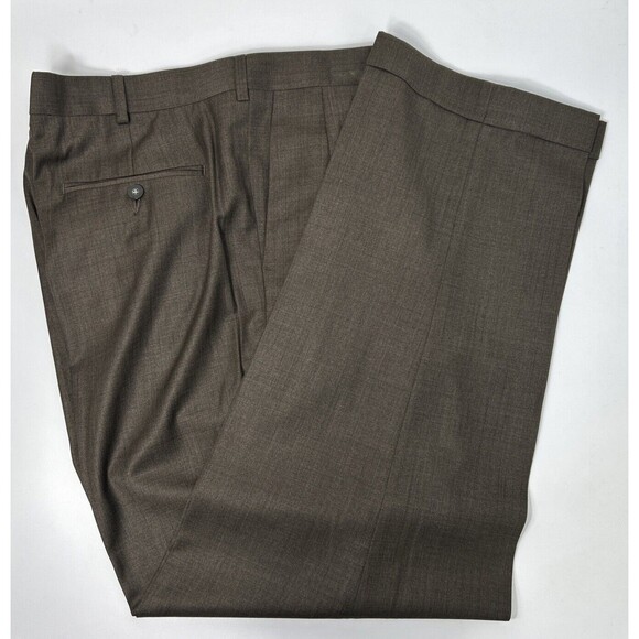 Axist Dress Pant Mens 38x32 Brown No Iron Premium Pleated Tailored Straight NWT - Picture 4 of 5